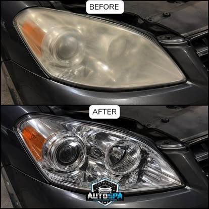 Before and after headlight restoration